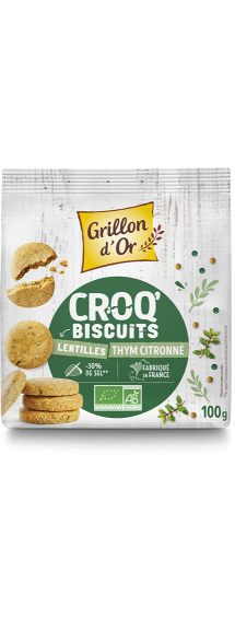 Croq'biscuits lentilles thym citron 100g